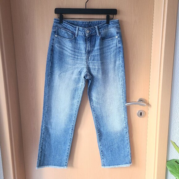 Wrap London Light Blue Wash Denim Frayed Hem Ankle Jeans US Women's 8 - Picture 2 of 5